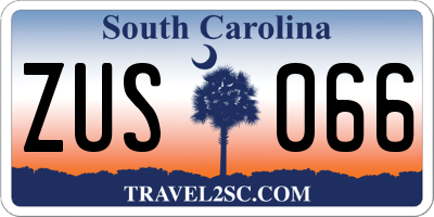 SC license plate ZUS066