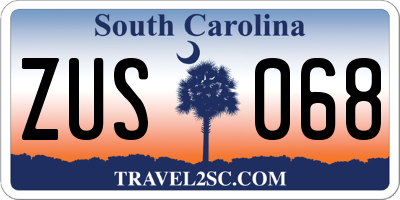 SC license plate ZUS068