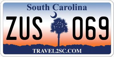 SC license plate ZUS069