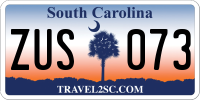 SC license plate ZUS073