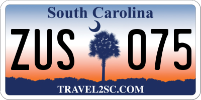 SC license plate ZUS075