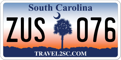 SC license plate ZUS076