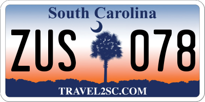 SC license plate ZUS078