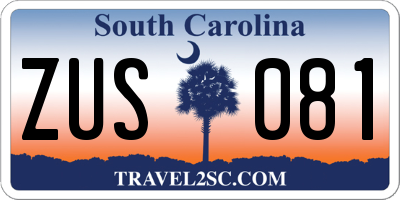 SC license plate ZUS081