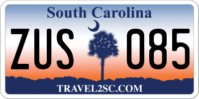 SC license plate ZUS085