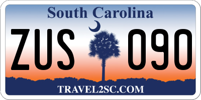 SC license plate ZUS090