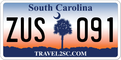 SC license plate ZUS091