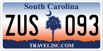 SC license plate ZUS093