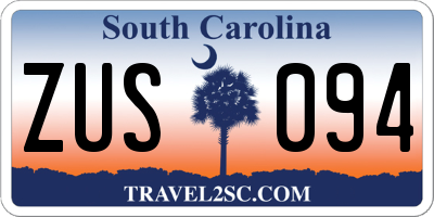 SC license plate ZUS094