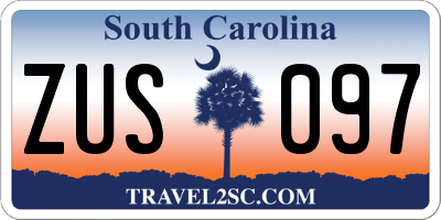SC license plate ZUS097