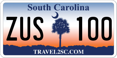 SC license plate ZUS100