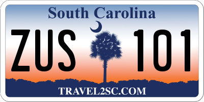 SC license plate ZUS101