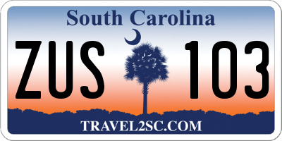 SC license plate ZUS103