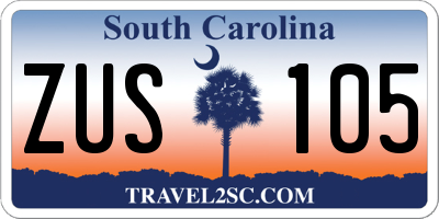 SC license plate ZUS105