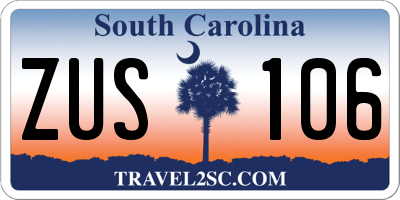 SC license plate ZUS106
