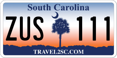 SC license plate ZUS111