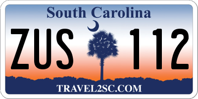 SC license plate ZUS112