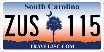 SC license plate ZUS115