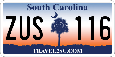 SC license plate ZUS116