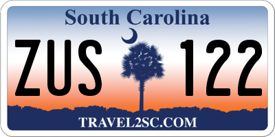 SC license plate ZUS122