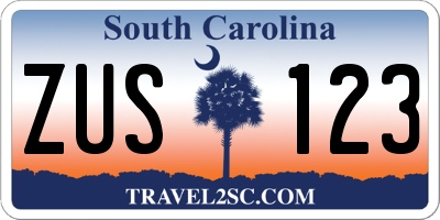 SC license plate ZUS123