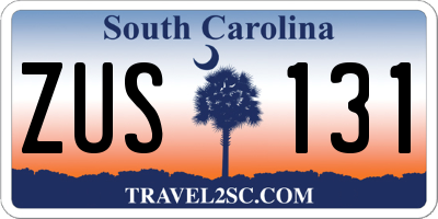 SC license plate ZUS131