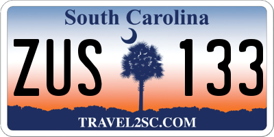 SC license plate ZUS133