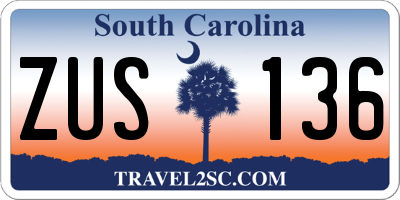 SC license plate ZUS136