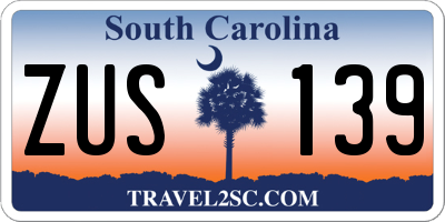 SC license plate ZUS139