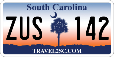 SC license plate ZUS142