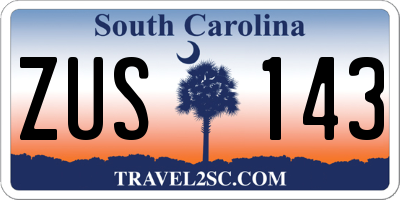 SC license plate ZUS143
