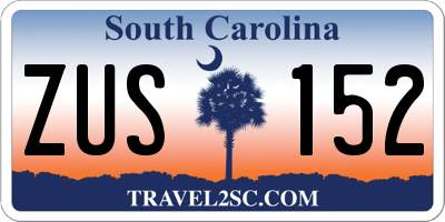 SC license plate ZUS152