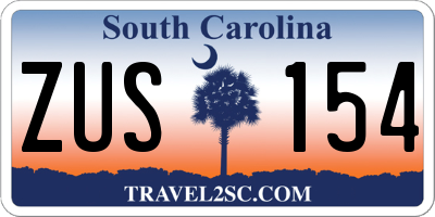 SC license plate ZUS154