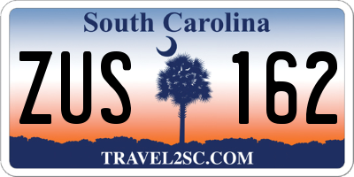 SC license plate ZUS162