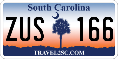 SC license plate ZUS166