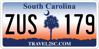 SC license plate ZUS179