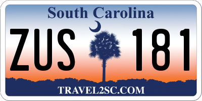 SC license plate ZUS181