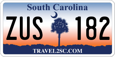 SC license plate ZUS182