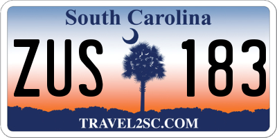 SC license plate ZUS183