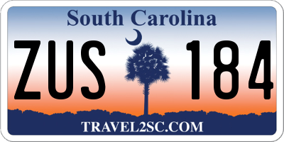 SC license plate ZUS184