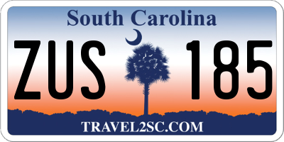 SC license plate ZUS185