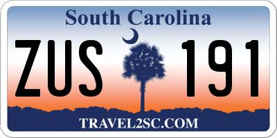 SC license plate ZUS191