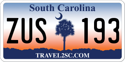 SC license plate ZUS193
