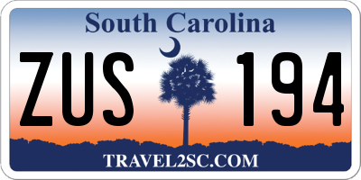 SC license plate ZUS194
