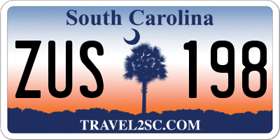 SC license plate ZUS198