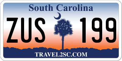 SC license plate ZUS199