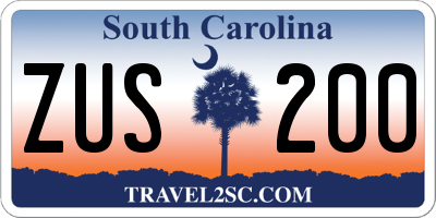 SC license plate ZUS200