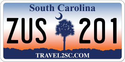 SC license plate ZUS201