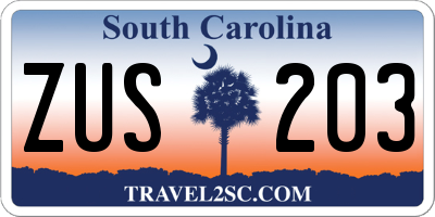SC license plate ZUS203