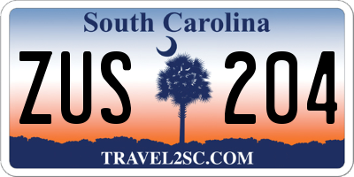 SC license plate ZUS204